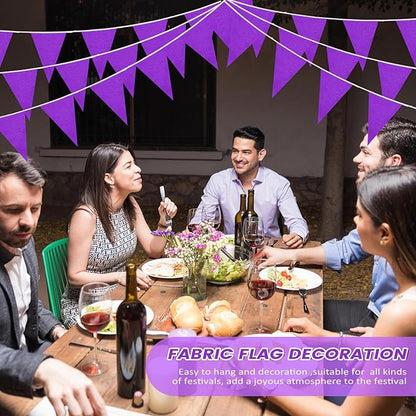 100 Feet Pennant Banners Flags 75 Solid String Triangle Flags for Grand Opening, Carnival Theme Birthday Party Decoration Outdoor Events Classroom Decoration(Purple)