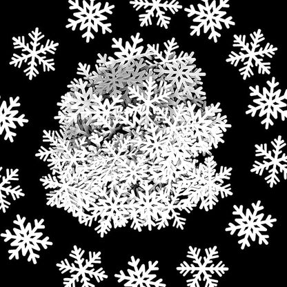 200PC White Snowflake Confetti Christmas Decorations Mini Snowflakes Table Confetti For Winter Wonderland Birthday Baby Shower Wedding Party Decoration