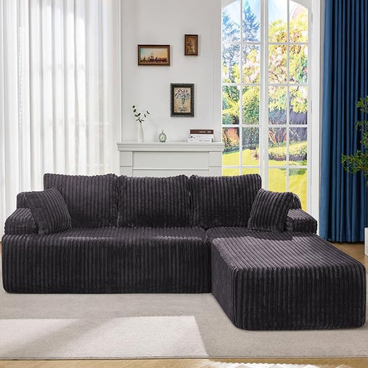 Hobestluk Modular Sectional Sofa Couches L-Shape Couch 3 Seat Modular Sofa Memory Foam Sectional Couches for Living Room, Cloud Couch with Oversized Chaise (108" Right Facing Chaise)
