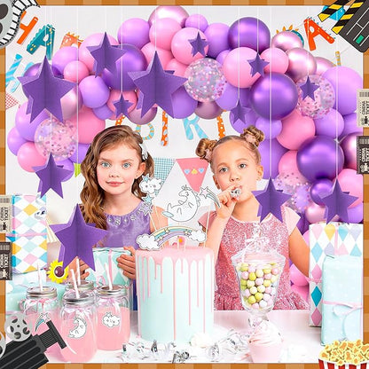 70 Pcs Star Centerpieces Purple Birthday Decorations for Women Girls Men 3D Glitter Star Party Decoration Princess Birthday Table Decor Party Supplies for Graduation Engagement Baby Shower
