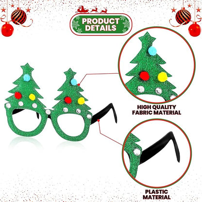 KatchOn, Glitter Christmas Photo Booth Props - Pack of 10 | Christmas Party Decorations | Xmas Party Favors for Kids | Santa Eyeglasses, Xmas Decorations