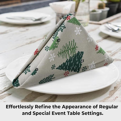 Urban Villa Cloth Napkins Set of 12 20x20 Inches 100% Cotton Napkins Cloth Washable Durable Reusable Absorbent Table Dinner Napkins Cloth for Christmas Hotel Lunch Restaurant Parties –Green Tree