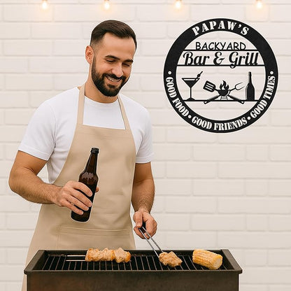 Custom BBQ Pit Metal Sign, Personalized Grill Name Cut Wall Decor for Outdoor Kitchen, Rustic Backyard Patio Gift Idea