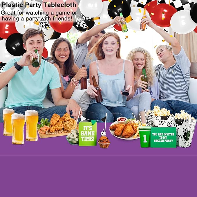 WNINK 6 Pack Purple Tablecloths Disposable Table Covers 54" x 108" Table Cloths for BBQ Birthday Picnic Bridal Shower Engagement Wedding Plastic Table Cloths for Parties