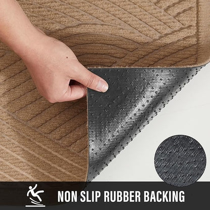Sturdy Front Door Mat, Absorbent Muddy Dirt Resist Welcome Door Mats Outdoor Indoor, Stain and Fade Resistant, Non-Slip Backing Entry Mat Low Profile Doormat for Entryway, 72×24, Beige