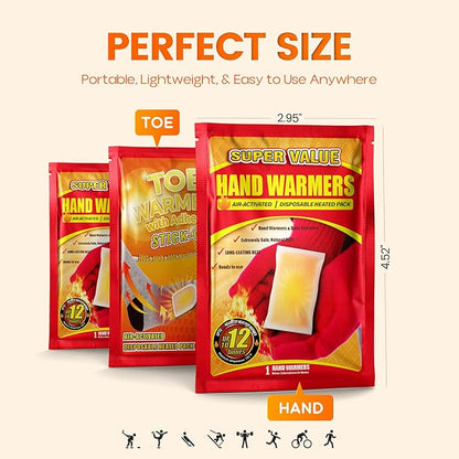 Hand Warmers Disposable 700/500/375/240/175/125/90Pcs, Long-Lasting Up to 12 Hours for Warm Body, Safe Portable Hand Warmers for Foot, Heater for Camping, Fishing, Winter