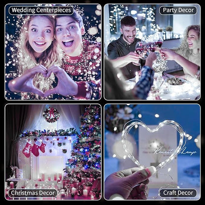 20 Pack LED Fairy Lights Battery Operated,7FT 20 LED Waterproof Mini Twinkle String Lights Battery Powered for Christmas Mason Jars Party Cool White