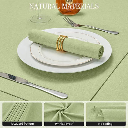 Cloth Napkin Set of 8 Square Washable Reusable Linen Fabric Polyester for Kitchen Dinner Dining Restaurants Wedding Party Banquet Table(Mint Green/17x17 Inch)