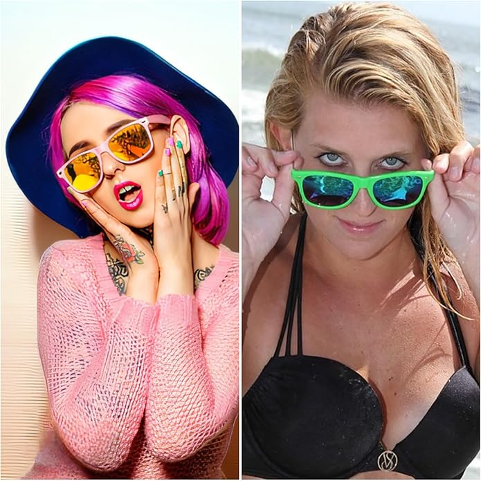 Eyegla 8/12/18 Pack Neon Sunglasses Bulk Colorful Multipack Party Sunglasses Retro Glasses Party Favor for Adult Men Women