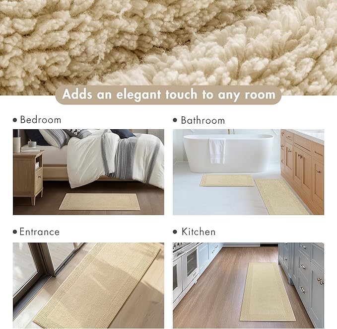 Madison Park Splendor Reversible 100% Cotton Tufted Bathroom Rug-3000 GSM Hotel Quality Luxurious Plush Medium Pile Bath Mat Absorbent, Quick Dry, Shower Room Décor, 24x72, Natural