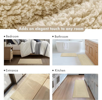 Madison Park Splendor Reversible 100% Cotton Tufted Bathroom Rug-3000 GSM Hotel Quality Luxurious Plush Medium Pile Bath Mat Absorbent, Quick Dry, Shower Room Décor, 24x72, Natural