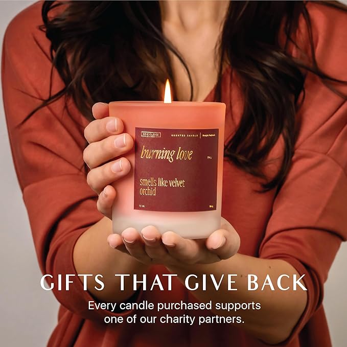 Benevolence LA Burning Love Scented Candles | 10 oz, 40-50 Hour Burn, Love Candle for Women | Romantic Gifts for Women and Men | Gift for Husband, Wife, Girlfriend | Fall Candles - Velvet Orchid