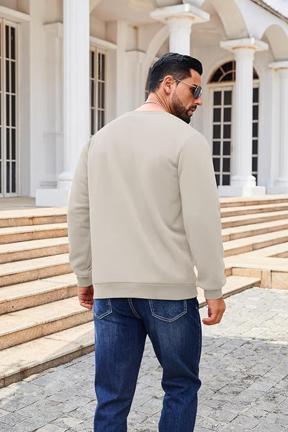 Boladeci Men's Full Sherpa Lined Crewneck Sweatshirts Heavy-weight Fleece Pullover Thick Thermal Long Sleeve Cotton