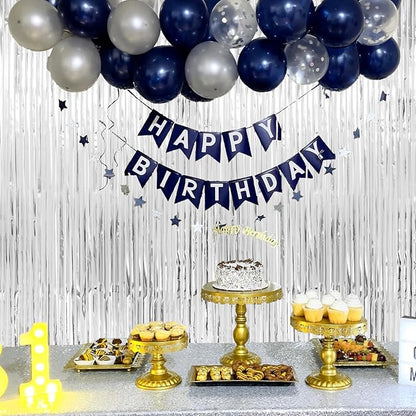 Christmas Decorations Thicken Silver Streamers, 4 Pack 3.2 x 8.2 FT Silver Tinsel Backdrop Curtains, Foil Fringe Photo Backdrop for Birthday, Bachelorette, Prom, Engagement, Disco Party Decorations
