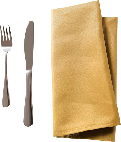 25pcs Polyester Cloth Napkins - 17 x 17 inch Gold Washable Dinner Napkins with Hemmed Edges for Restaurant/Wedding/Hotel(25,Gold)