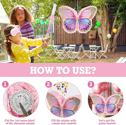 Small Butterfly Party Decorations, Butterfly Birthday Party Favors with Stick and Blindfold, Girls Butterfly Party Supplies, Fairy Theme Party Decorations