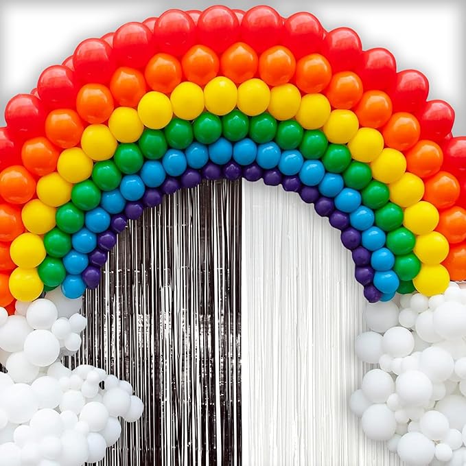 2 Pack Black & White Streamers Party Backdrop, 39"W x 78"L Modern Foil Fringe Curtains, Black & White, Holiday Theme