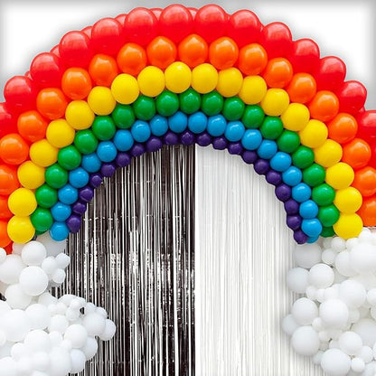 2 Pack Black & White Streamers Party Backdrop, 39"W x 78"L Modern Foil Fringe Curtains, Black & White, Holiday Theme