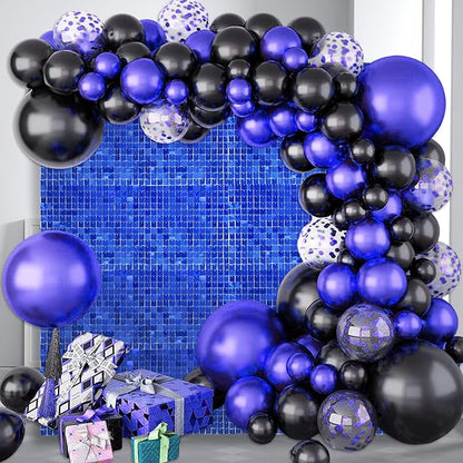 48 PCS Blue Shimmer Wall Backdrop, Square Sequin Photo Backdrops Panel, Glitter Wall Background for Birthdays, Weddings, Halloween, Engagements, Disco Bachelorette Party Decoration (6FTx8FT)
