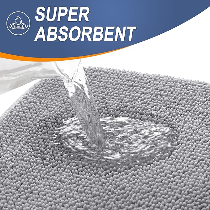 OLANLY Thick Memory Foam Bath Mat Rug 44x32, Extra Soft Absorbent Bathroom Rug, Quick Dry Bath Mats, Non-Slip, Machine Washable Carpet for Bathroom, Tub and Shower, Home Decor Accessories, Grey