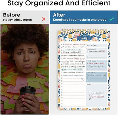 Taja To Do List Notepad - To Do List Notebook for Work with 52 Sheets, Undated Daily Planner Perfect for Daily Tasks and Goal Setting, Notepad Suitable for Office, Home & School - Citrus Grove
