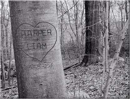 Let's Make Memories Personalized Canvas Wall Art For Couples - Engagement, Wedding, Newlyweds, Anniversary - Home Decor - Carved Heart B&W - Canvas - 11x14