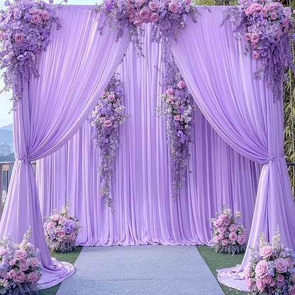 10x10 Lavender Backdrop Curtain for Parties Wedding Wrinkle Free Light Purple Photo Curtains Backdrop Drapes Fabric Decoration for Baby Shower Photoshoot 5ft x 10ft,2 Panels