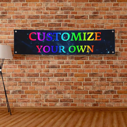 Custom Wall Banner Sign Customize Your Own Banner with Image Logo Text Personalized Background Decorative Backdrop for Birthday Party Business Graduation Wedding Christmas (4' x 1' / 120 cm x 30 cm)