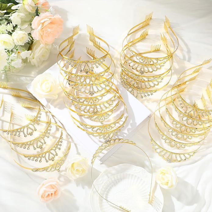 24 Pcs Crystal Tiara Headbands for Women Princess Headband Crown with Combs Tiaras and Crowns for Pageant Bridal Wedding Prom Party Gifts