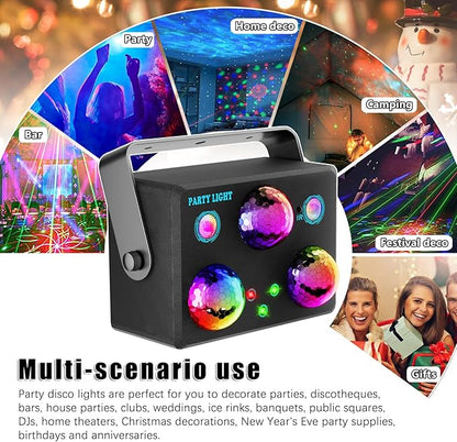 Party Disco DJ Light, Star Projector Night Light Stage Strobe Lights Disco Ball Lights Ocean Light Sound Activated with Remote Control for Parties Club Holiday Christmas Birthday Wedding Home Decor