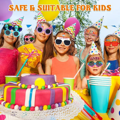 12pcs Birthday Glasses, Happy Birthday Sunglasses, Novelty Funny Photo Booth Props for Party, Sunglasses for Kids Adults Party Favors