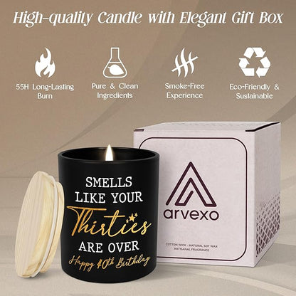 Christmas 40th Birthday Gifts Men Women - Forty Vanilla Lavender Candle 10oz - 1985 40th Birthday Decorations for Men Women, 40 Year Old Bday Gifts for Friend Sister Wife Husband
