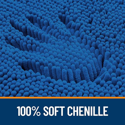 OLANLY Bathroom Rugs 44x24, Extra Soft Absorbent Chenille Bath Rugs, Rubber Backing Quick Dry, Machine Washable Bath Mats for Bathroom Floor, Tub and Shower, Home Decor Accessories, Deep Navy Blue