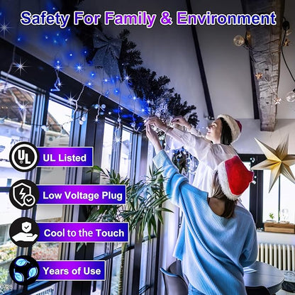 1620 LED Christmas Outdoor Lights with 360 Drops, 164ft Hanging Curtain Lights with 8 Modes Timer & Memory, Waterproof Christmas Fairy Lighs for House Roof Holiday Wedding ChristmasDecor (Blue)