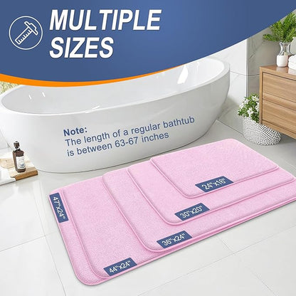 OLANLY Thick Memory Foam Bath Mat Rug 24x16, Extra Soft Absorbent Bathroom Rug, Quick Dry Bath Mats, Non-Slip, Machine Washable Carpet for Bathroom, Tub and Shower, Home Decor Accessories, Pink