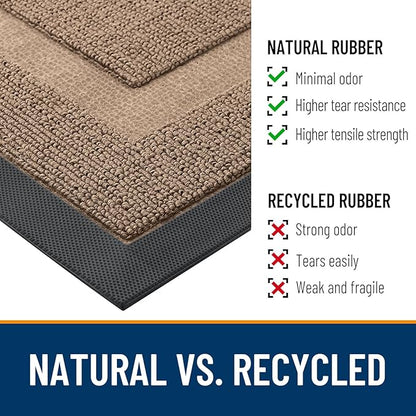OLANLY Front Door Mat Indoor Outdoor Entrance, Waterproof All-Season, All-Weather Doormat, Sturdy Natural Rubber, Low Profile, Easy Clean Patio Porch Entryway Mat, 47x32, Mocha