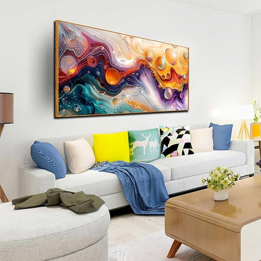 ZHAOSHOP Abstract Wall Art - Colorful Wall Decor for Teen Bedroom - Large Canvas for Painting With Wooden Frames Size 29"x 59"