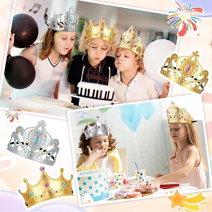 Yaomiao 44 Pcs Foam Crowns for Kids Princess Tiaras Crowns Bulk Diamond Sticker Making Kits for Birthday Party Supplies
