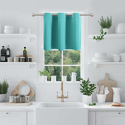 ChrisDowa Blackout Curtains 36 Inches Long for Living Room, Grommet Thermal Insulated Room Darkening Curtains for Bedroom (1 Panel Set, Teal, 42W x 36L)