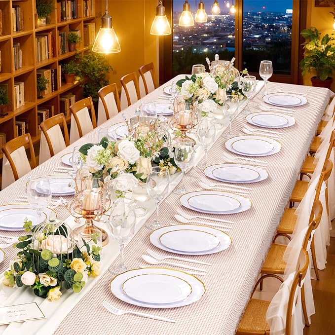 Supernal 360Pcs White Plastic Silverware, Hard Plastic Cutlery Heavy Duty Hammered Durable Utensils,White Silverware Set Include 120 Plastic Forks and Spoons,120 Knives Suitable for Wedding & Party