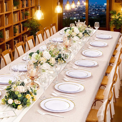 Supernal 360Pcs White Plastic Silverware, Hard Plastic Cutlery Heavy Duty Hammered Durable Utensils,White Silverware Set Include 120 Plastic Forks and Spoons,120 Knives Suitable for Wedding & Party