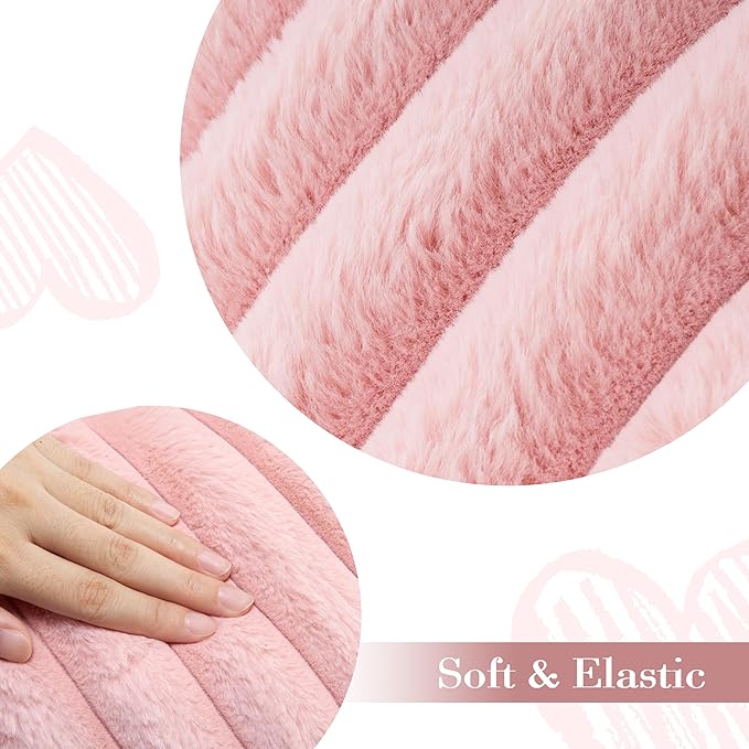 AELS Heart Shaped Pillow, 20 Inches Heart Decorative Throw Pillows, Faux Fur Love Pillows Pillow, Cute Valentines Day Decorations, Wedding Decor, Living Room Bedroom Nursery Decor, Pastel Pink