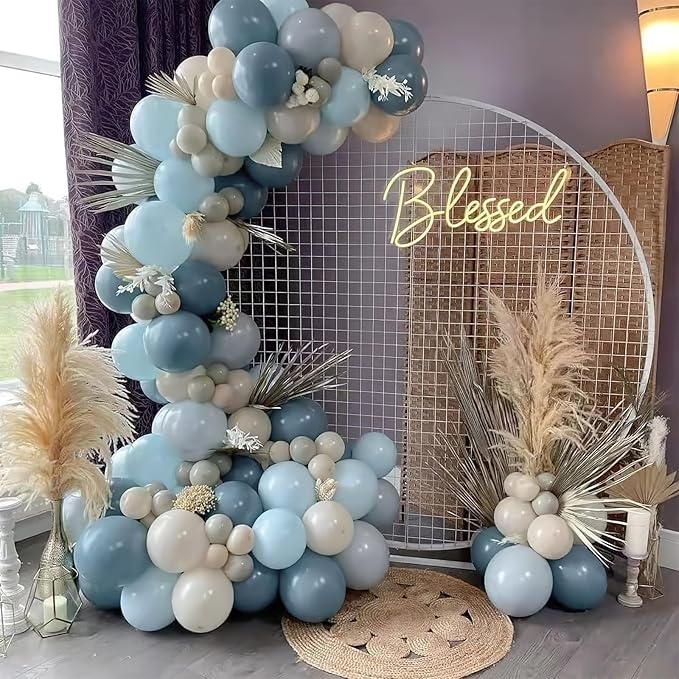 PartyWoo Dusty Blue Balloons 101pcs 12 Inch Light Blue Aqua Boho Latex Helium Balloons for Wedding Graduation Baby Shower Gender Reveal Bachelorette Birthday Under The Sea Party Decorations Blue-F28