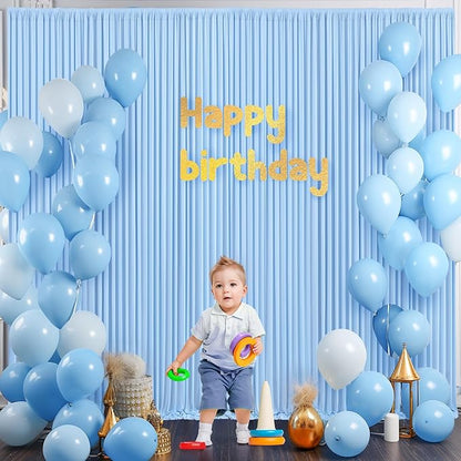 8 Panels Baby Blue Backdrop Curtain for Baby Shower Parties Wrinkle Free Light Blue Curtains Backdrop Drapes Fabric Decoration for Birthday Party Photography 40ft x 10ft