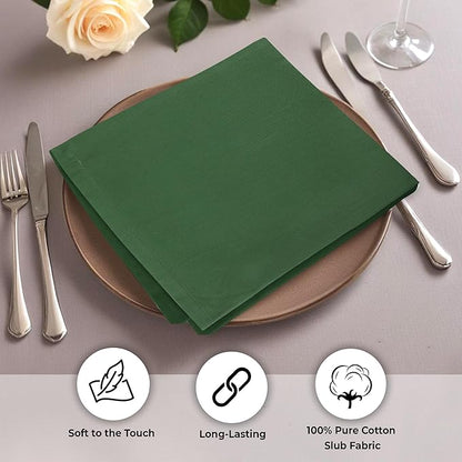 Urban Villa Cloth Napkins Set of 12 20x20 Inches 100% Cotton Napkins Cloth Washable Durable Reusable Absorbent Table Dinner Napkins Cloth for Christmas Parties Hotel Lunch Restaurant Weddings - Green