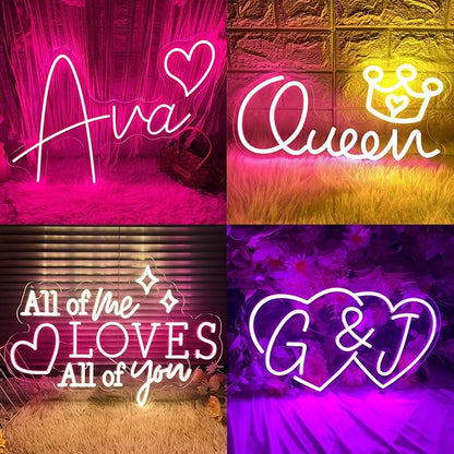 Custom Neon Sign for Wall Decor Personalized Dimmable LED Neon Sign Customizable Light Up Sign for Christmas Wedding Family Birthday Party Beauty Bar Game Room Neon Light Business Signs