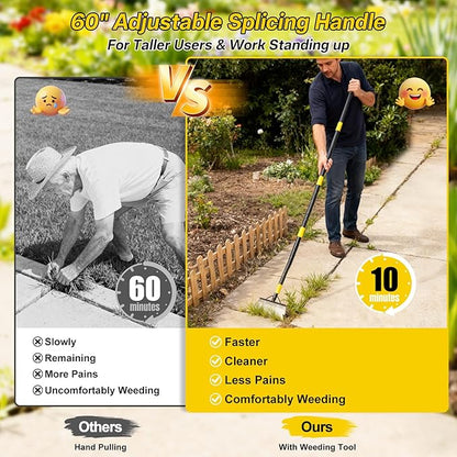 Garden Flat Shovel,60” Ice Scraper,Snow Shovel for Driveway, Stainless Steel Multifunctional Cleaning Shovels Chopper Floor Scraper for Outdoor Walkway Car Snow Ice Weeds Moss Removal