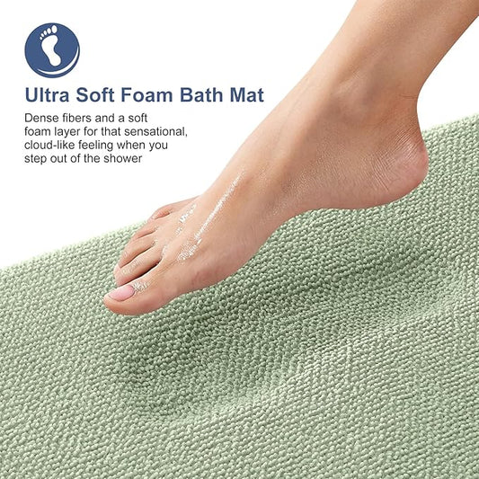 OLANLY Thick Memory Foam Bath Mat Rug 44x32, Extra Soft Absorbent Bathroom Rug, Quick Dry Bath Mats, Non-Slip, Machine Washable Carpet for Bathroom, Tub and Shower, Home Decor Accessories, Sage Green