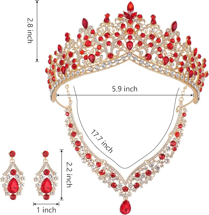 Kamirola Tiaras and Crowns for Women,Tiaras Earrings Necklace, Crystal Bridal Jewelry Set, Costume Party Halloween Prom Pageant Jewelry for Women TR80