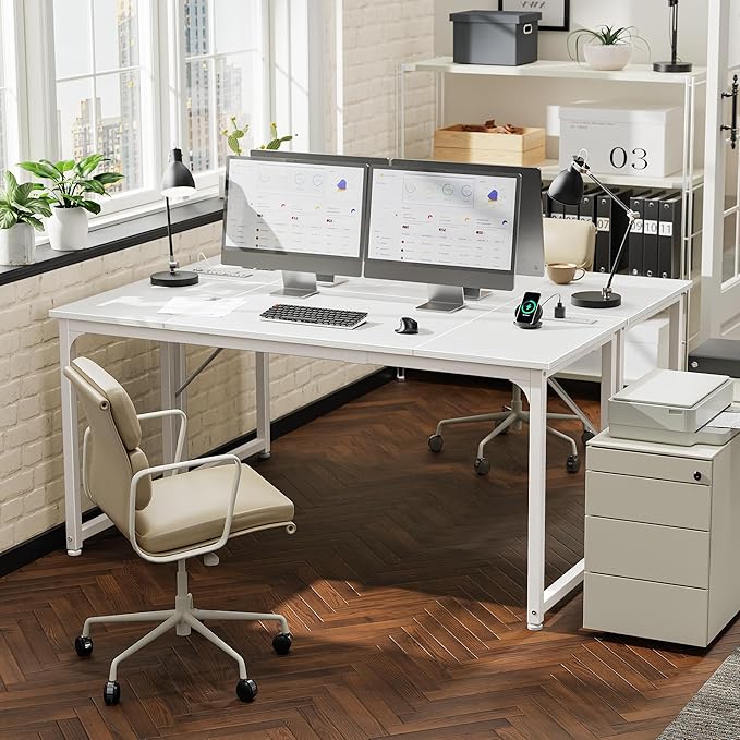 PRAISUN 63 X 24 Inch Office Computer Desk with Power Outlets and USB-C Port, Larger and Longer Gaming Desk, for Home Office, Study, Writing Work from Home Table, Metal Frame, Rustic Brown